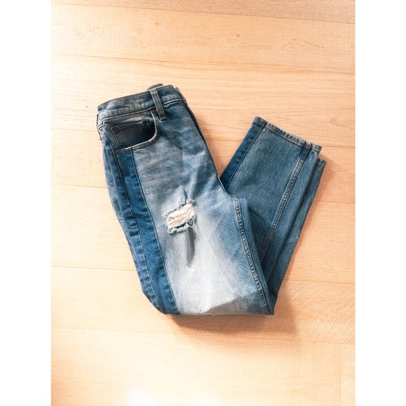 Abercrombie & Fitch Denim - Abercrombie and Fitch The Mom High Rise Two Tone Distressed Denim Jeans 28 6R